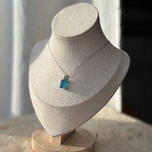 Natural Swiss blue topaz pendant sterling silver S925